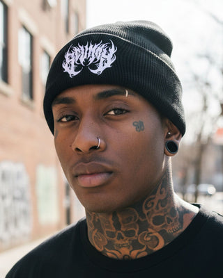Bear Metal Beanie - Black HATS