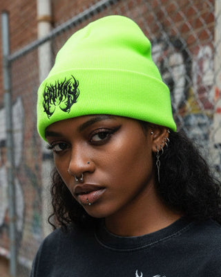Bear Metal Beanie - Neon Green HATS