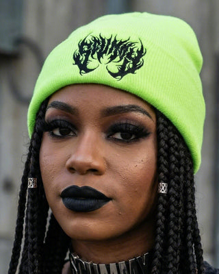 Bear Metal Beanie - Neon Green HATS