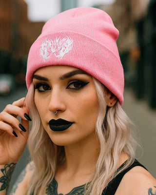 Bear Metal Beanie - Pink Beanie