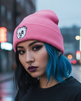 Bear Metal Beanie - Pink Beanie