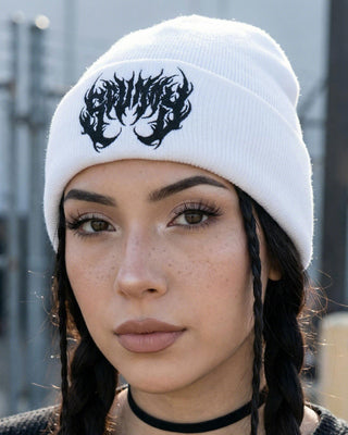 Bear Metal Beanie - White HATS