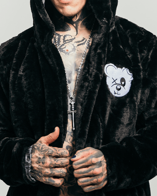 Bear Metal Fuzzy Cloak - Black Cloak