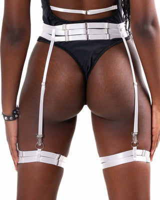Bear Metal Mesh Bodysuit with Straps - Black/White SWIMWEAR