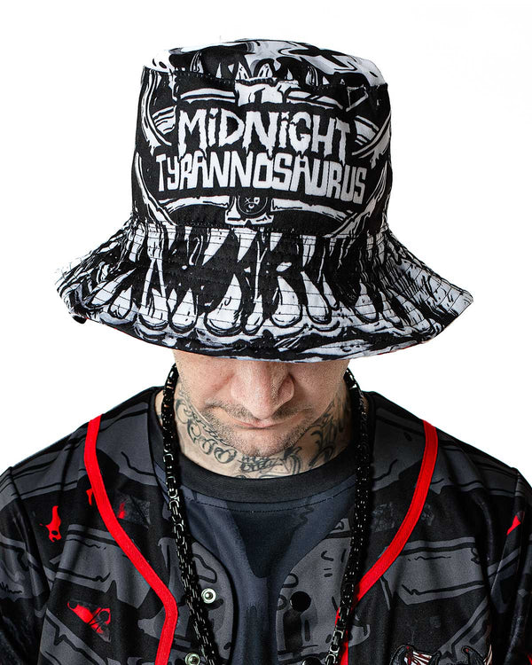 HATS ONE SIZE / IN STOCK - USUALLY SHIPS IN 1-2 BUSINESS DAYS Midnight Tyrannosaurus x Scummy Bears - Bloodborne - Bucket Hat