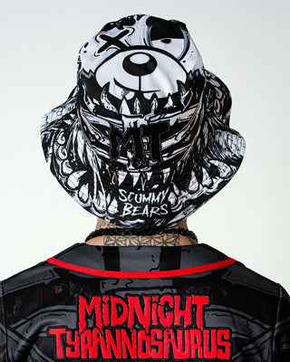 HATS ONE SIZE / IN STOCK - USUALLY SHIPS IN 1-2 BUSINESS DAYS Midnight Tyrannosaurus x Scummy Bears - Bloodborne - Bucket Hat
