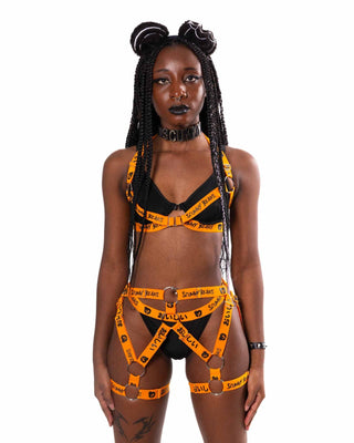 Oishi Kawaii Tech Bra Top - Black/Orange Top