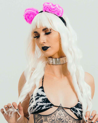Scummy Bear Ears Fuzzy Headband  - Pink Accessory