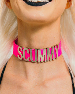 Scummy Choker Collar - Neon Pink