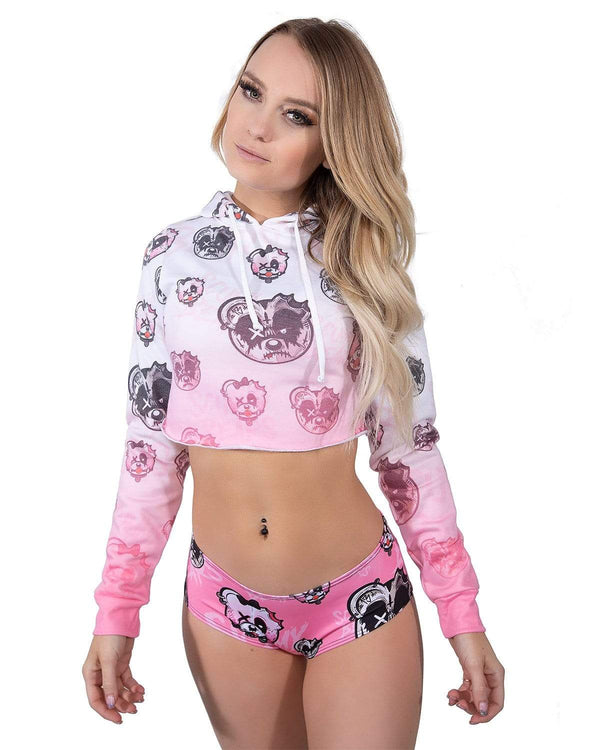 BONDAGE BEARS (GOTH AF) -  CROP HOODIE (BABYDOLL PINK) - Scummy Bears