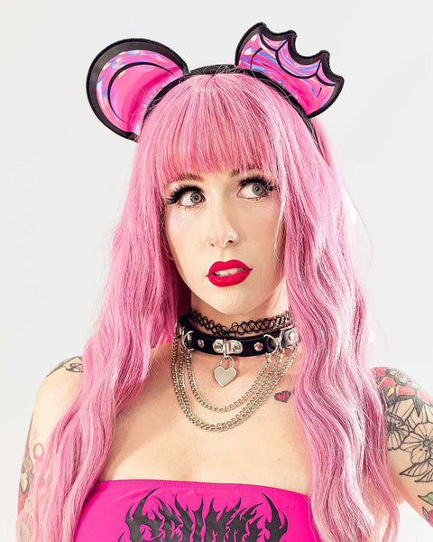 HEADBAND SCUMMY EARS HEADBAND - IRIDESCENT (PINK)
