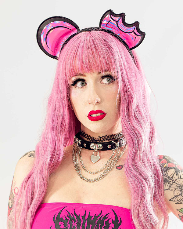 HEADBAND SCUMMY EARS HEADBAND - IRIDESCENT (PINK)