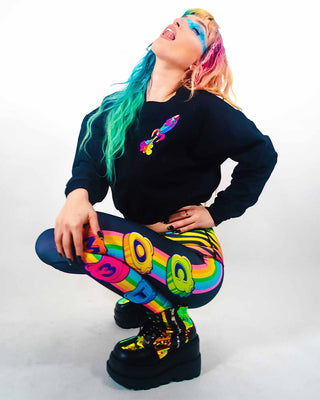 NA / BLACK Com3t Womens Crop Sweatshirt