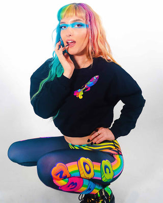 NA / BLACK Com3t Womens Crop Sweatshirt