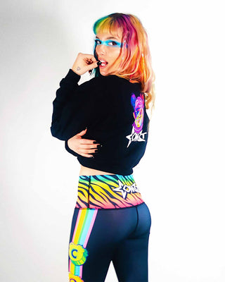 NA / BLACK Com3t Womens Crop Sweatshirt