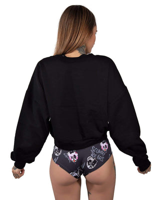SCUMMY DOODLE (GOTH AF) - CROP SWEATSHIRT (BLACK) - Scummy Bears