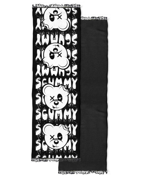 PASHMINA 76x25" / READY TO SHIP (1-2 BUSINESS DAYS) SCUMMY DRIP PUFF - SPAZZMINA - BLACK/WHITE