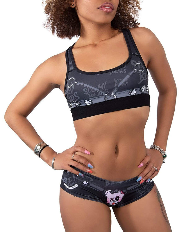 RESTRAINED (GOTH AF) -  BOOTY SHORTS (BLACK) - Scummy Bears