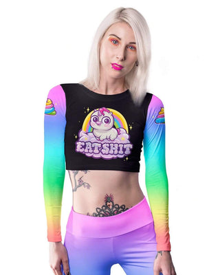 SCUMMY BEARS X MSEASY - EAT SHIT - LONG SLEEVE CROP TOP - Scummy Bears