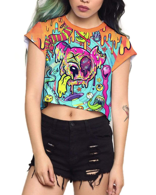 LIQUID STRANGER x SCUMMY BEARS - WEIRD & WONDERFUL - CROP TEE - Scummy Bears