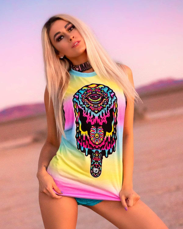 TOPS POPSISKULLS - MELTED DREAMS - MUSCLE TEE