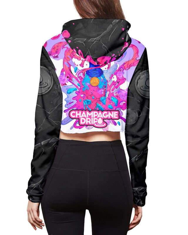 WOMEN CHAMPAGNE DRIP X SCUMMY BEARS - BOTTLE DROP (NIGHT CLUB) - CROP HOODIE
